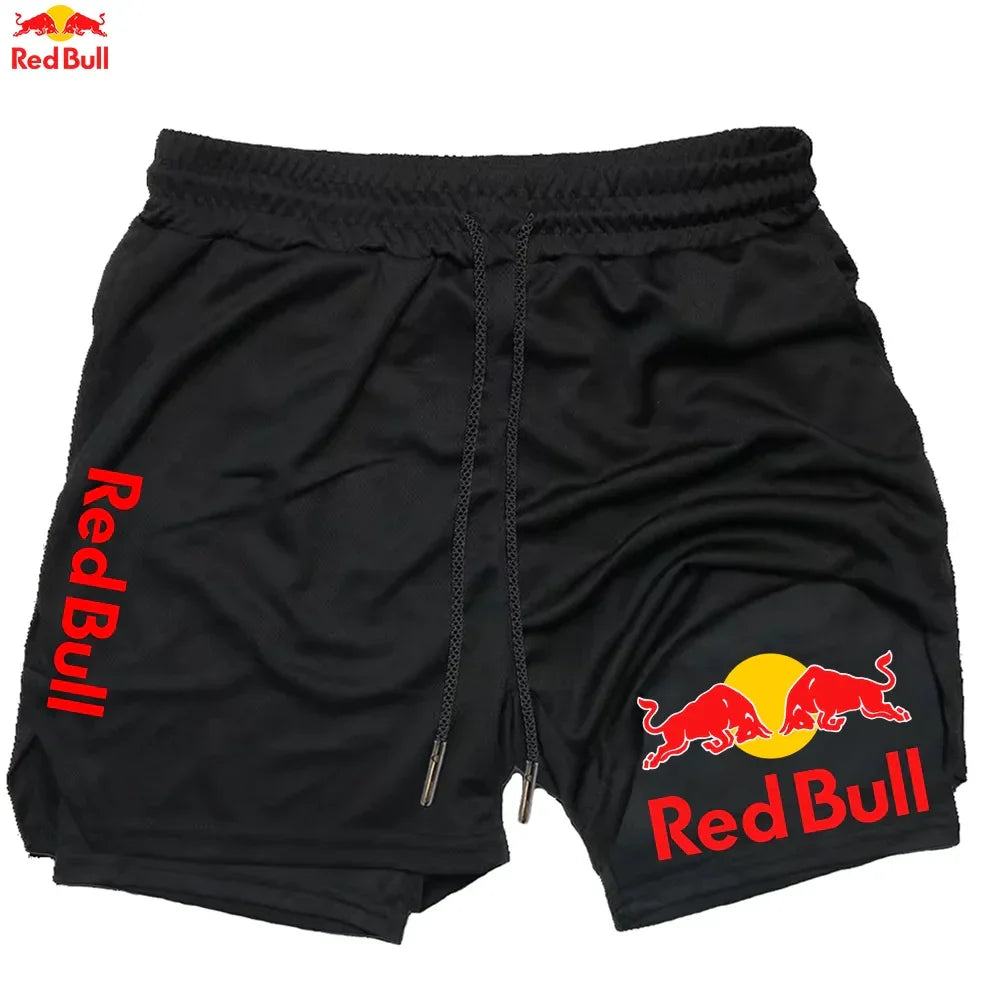 Red Bull Newest 2 in 1 Running Training Gym Short - Palm and Thread