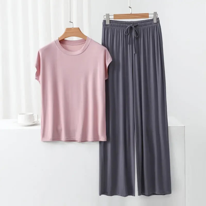 Modal Loose Homewear set O-neck streetwear Casual pajama - Palm and Thread