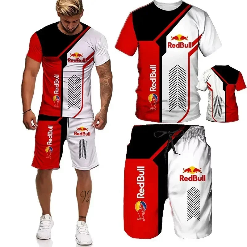 Red Bull Brand 3D Printed T-shirt Shorts Set - Palm and Thread