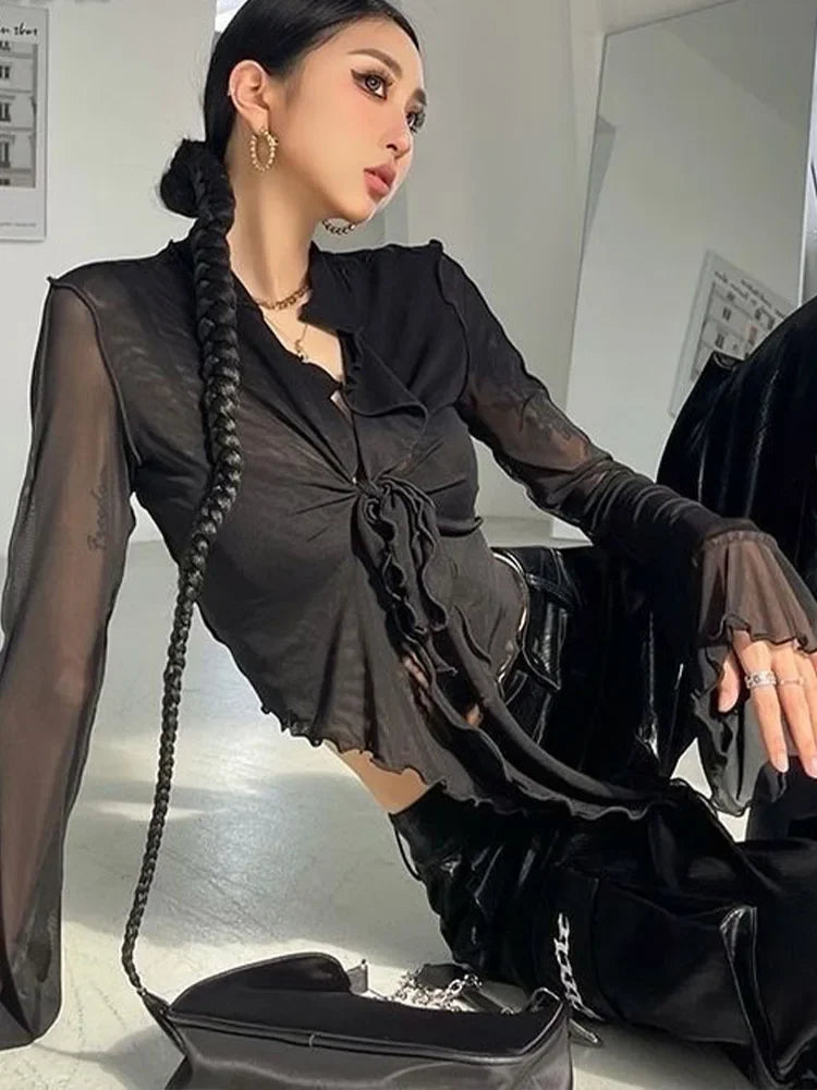 Long Flare Sleeve Blouse - Palm and Thread