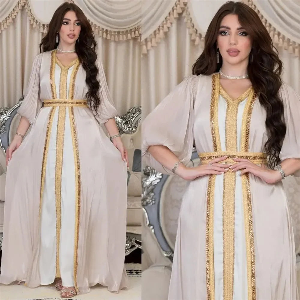Satin Open Abaya - Palm and Thread