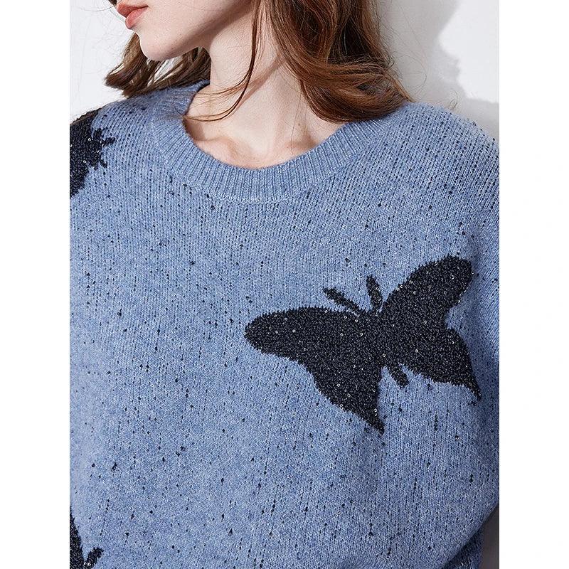 New Jacquard Butterfly Bead Pullover Top - Palm and Thread