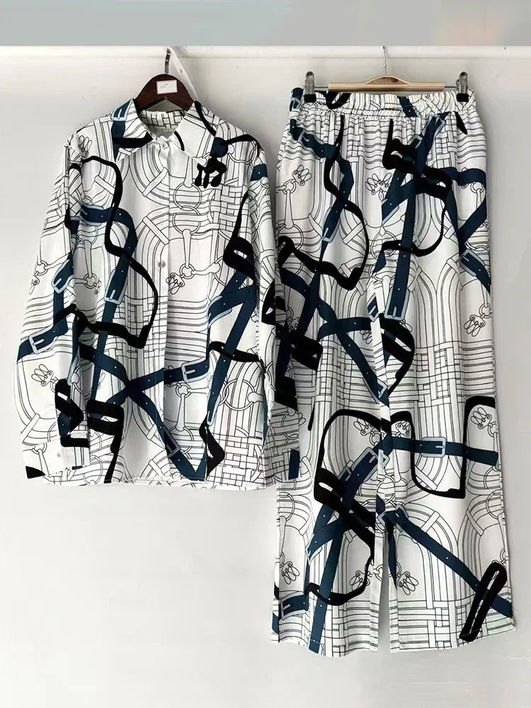 Retro geometric shirt + elastic pant suit - Palm and Thread