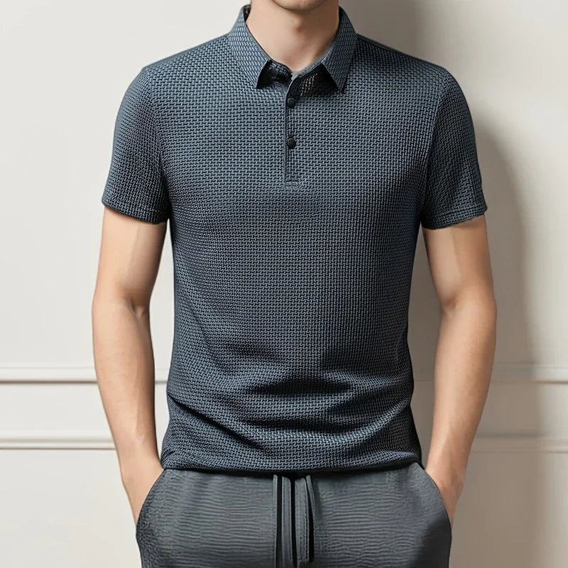 New Casual Short Sleeved Bone Flower Solid Color POLO Shirt - Palm and Thread