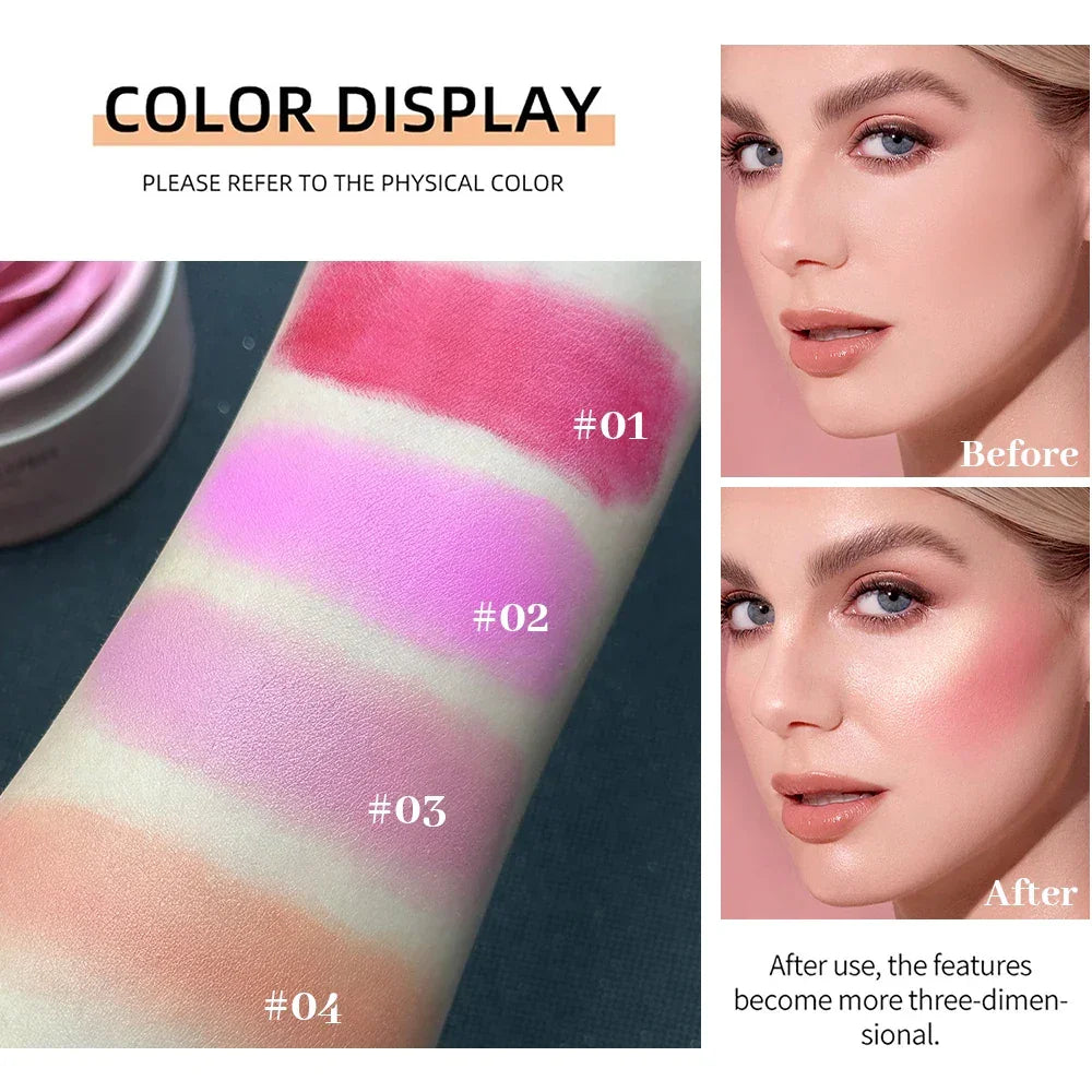 4-Shade Rose Petal Blush 3D petal rose Makeup Blush - Palm and Thread