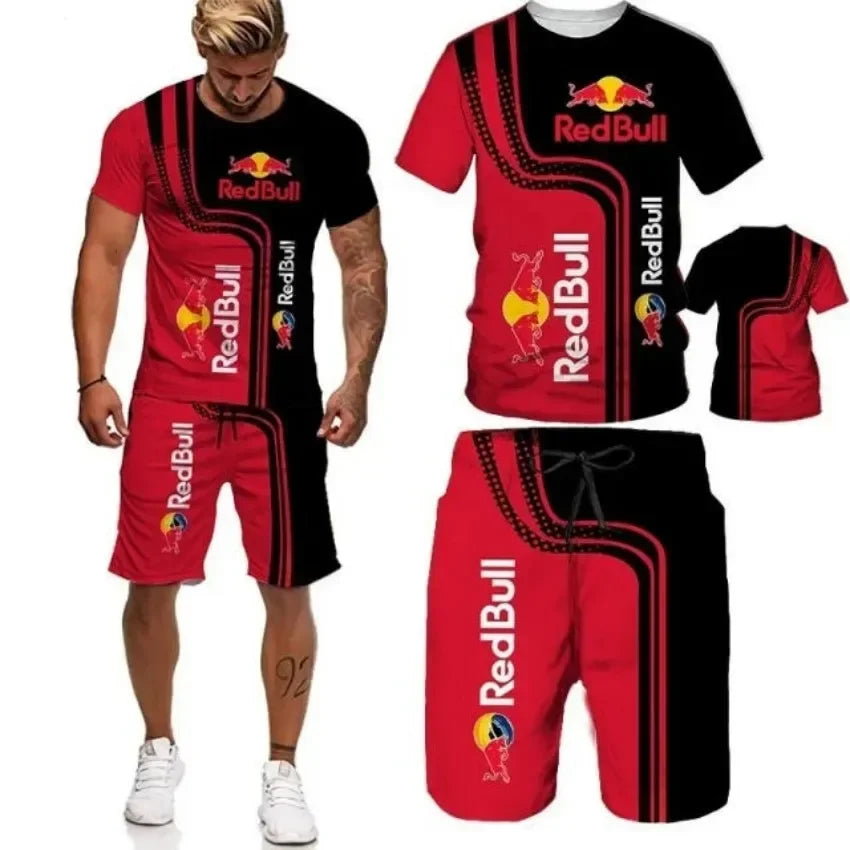 Red Bull Brand 3D Printed T-shirt Shorts Set - Palm and Thread