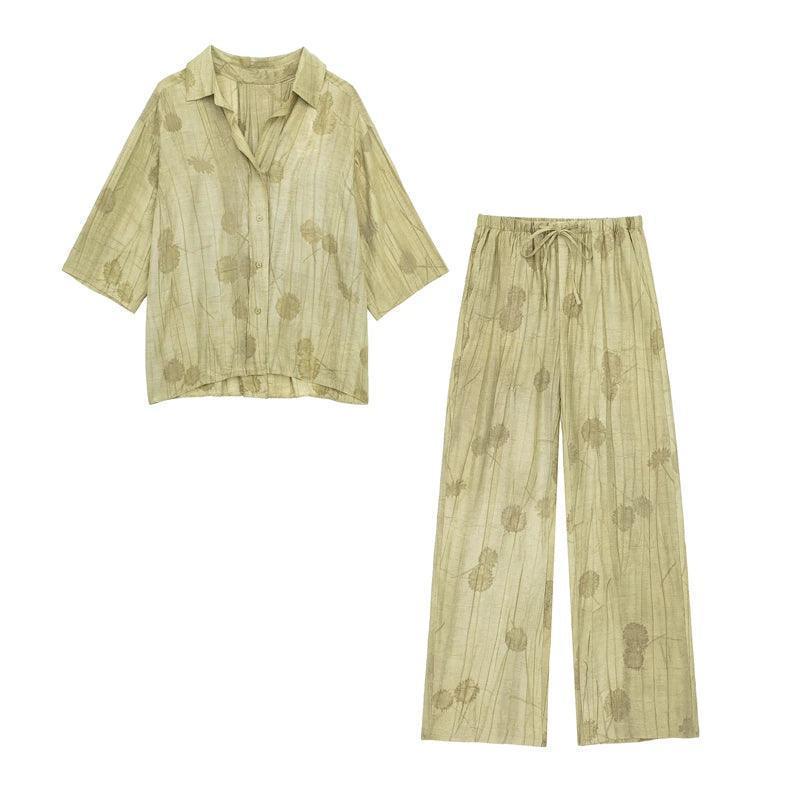 Jacquard Loose Shirt Pant Matching Set - Palm and Thread
