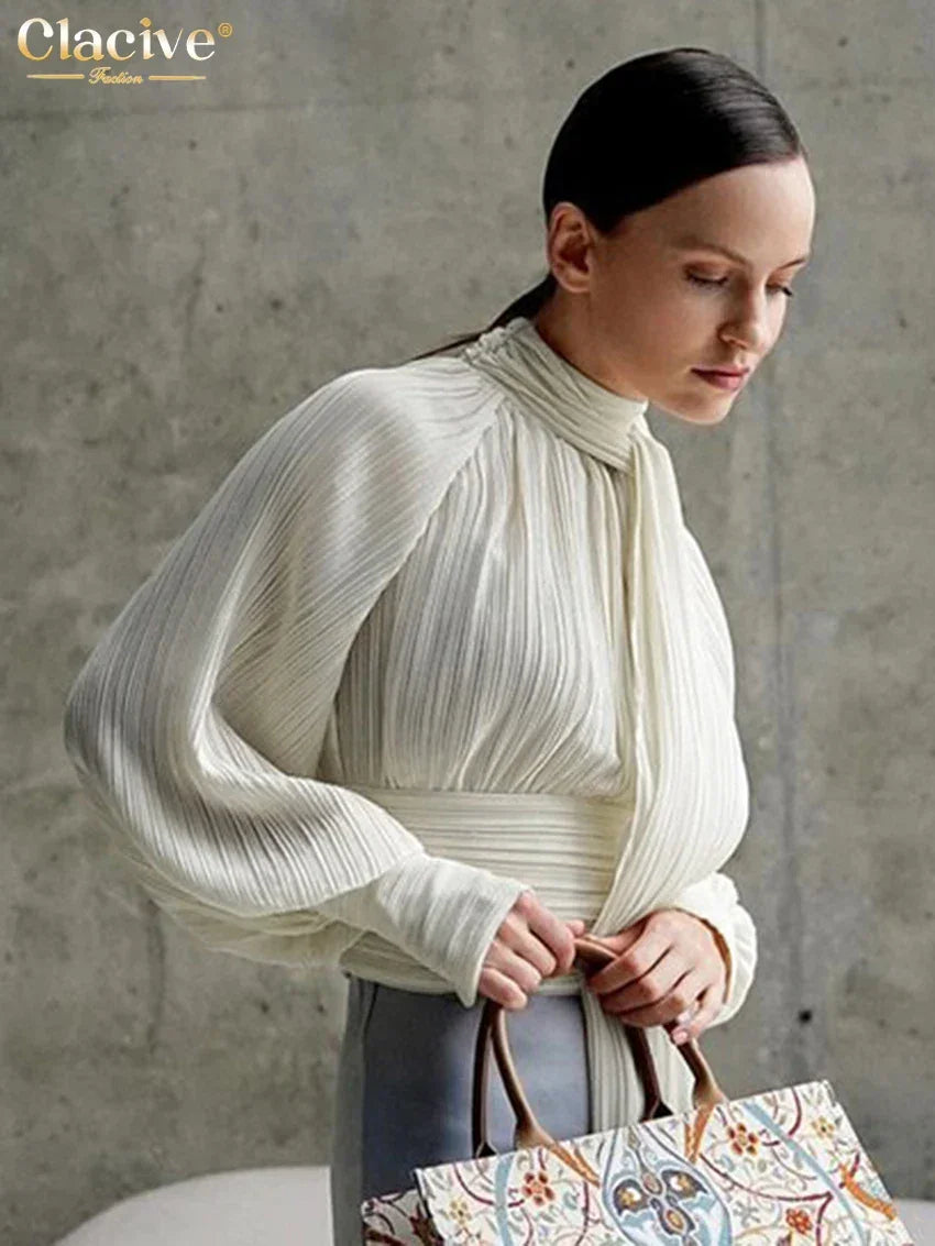 Slim Beige Pleated Shirt - Palm and Thread
