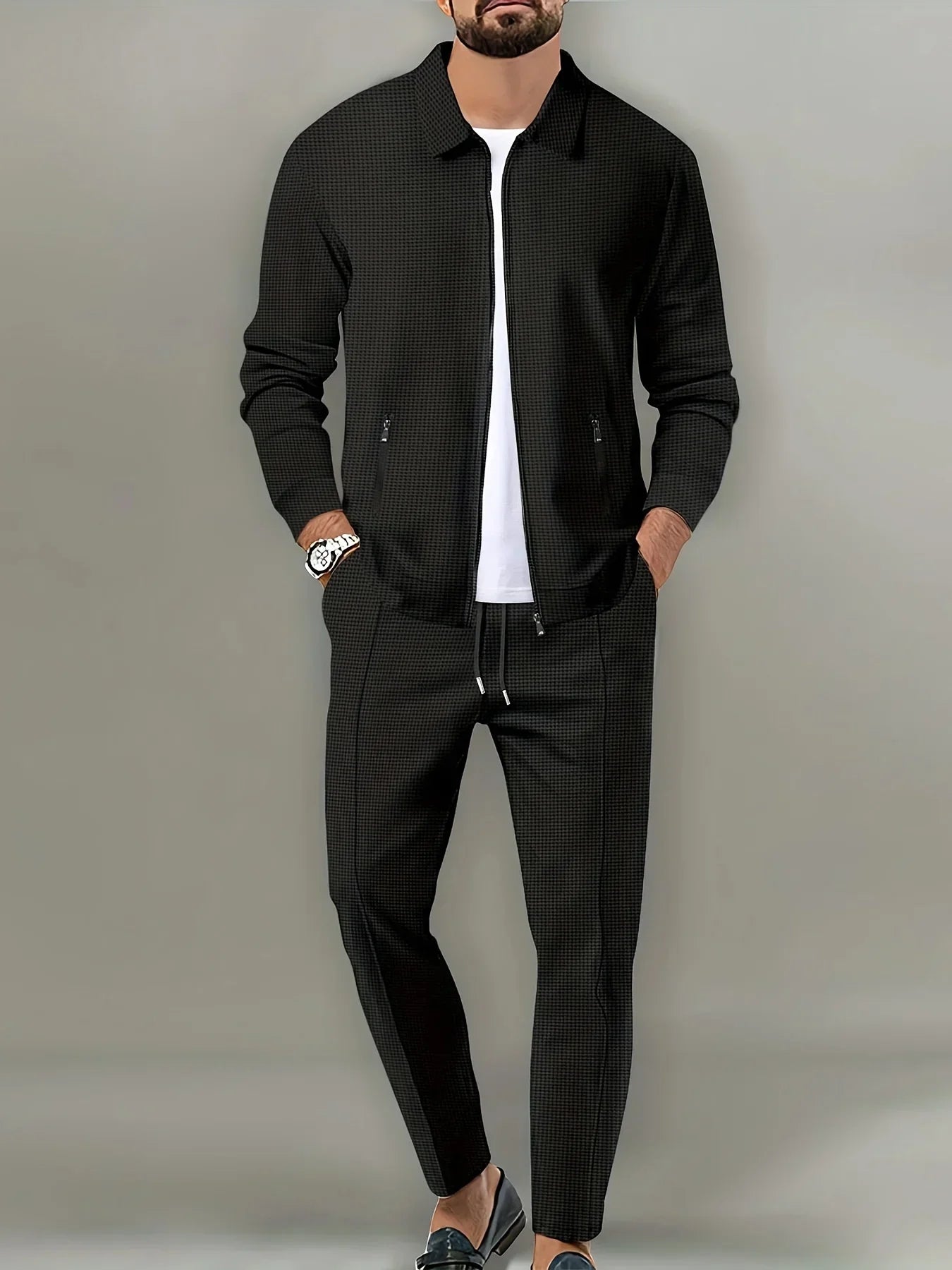 Slim Fit Jacket with Zipper Pocket Sportswear SET - Palm and Thread
