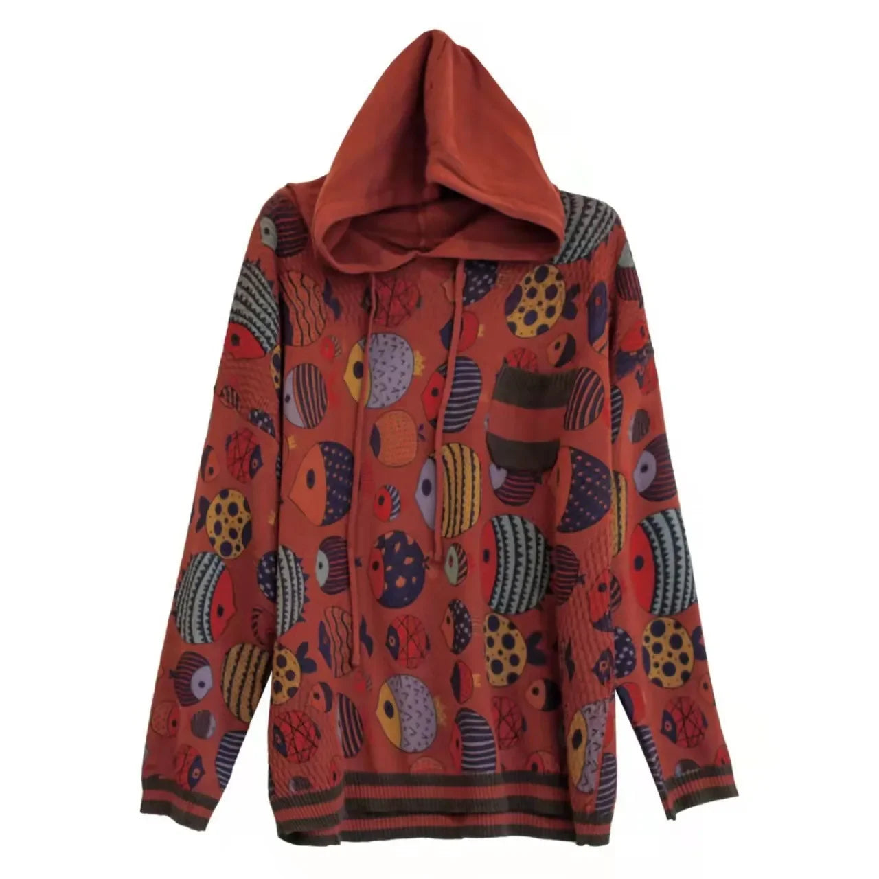 Fish Printing Vintage Sweater Hoodie - Palm and Thread