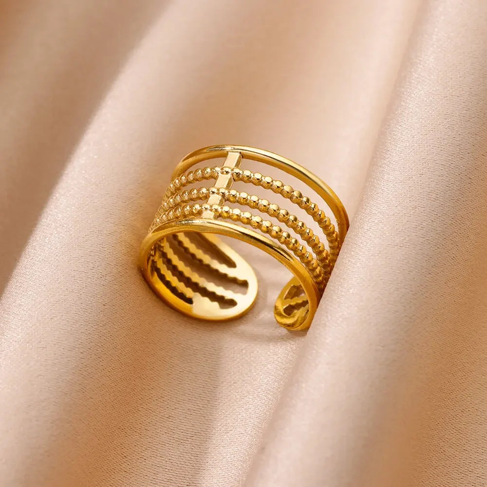 Gold Color Hollow out Open Finger Ring - Palm and Thread
