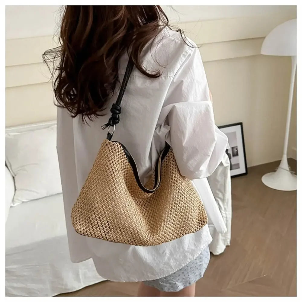 Handmade Braid Straw Beach Shoulder Bag - Palm and Thread