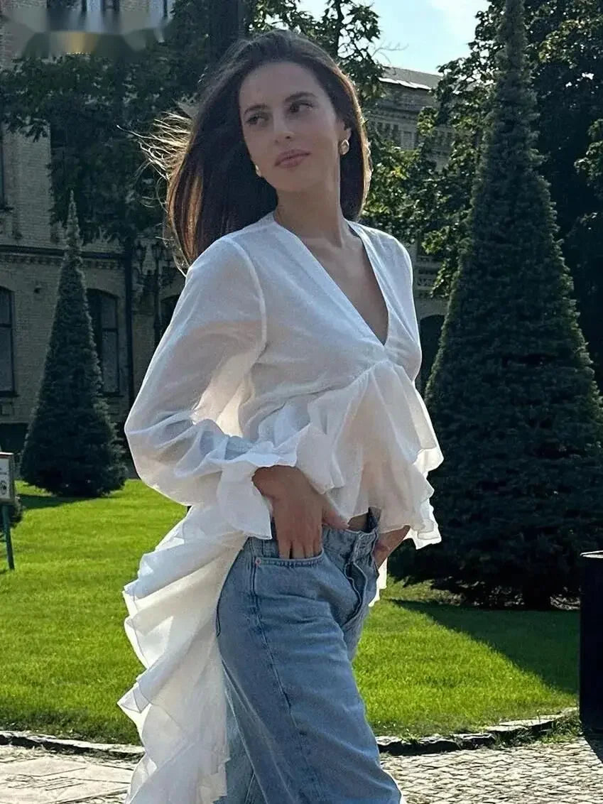 Fashion V-Neck Long Sleeve Shirt - Palm and Thread