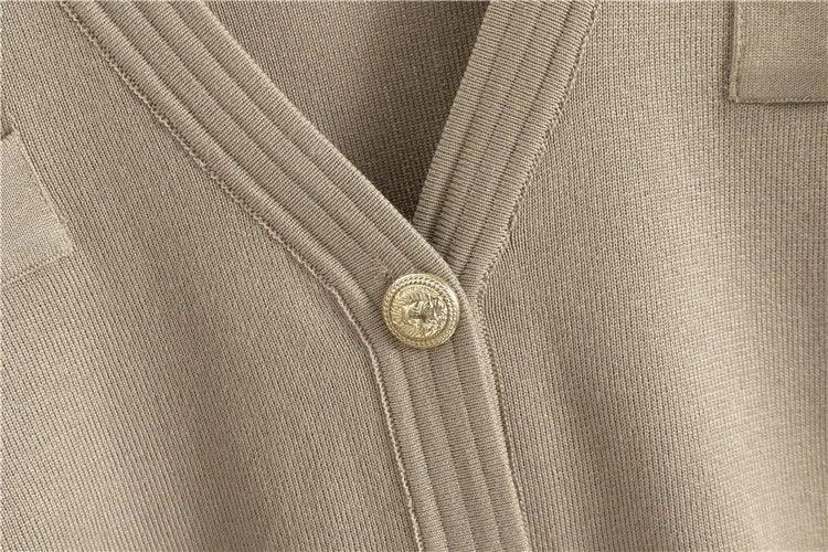 Office Slim Sweater Cardigan Skirt Matching Set - Palm and Thread