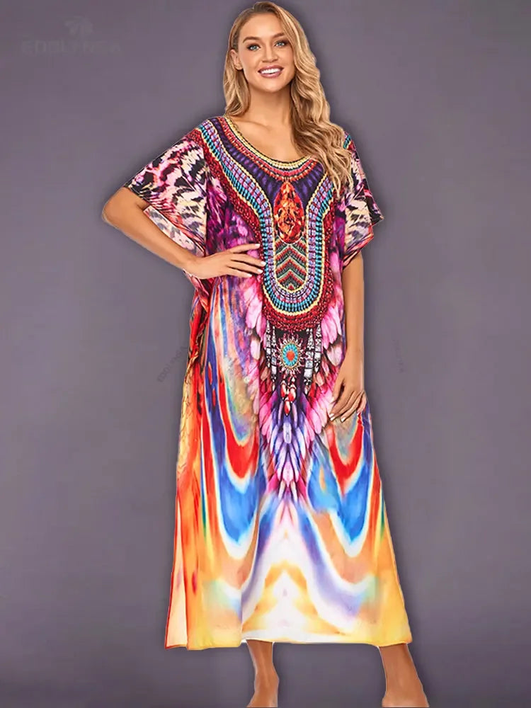 Bohemian Printed Loose Beach Dress - Palm and Thread