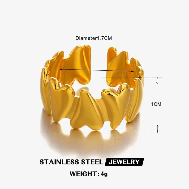 Irregular Unique Heart Metal Texture Finger Ring - Palm and Thread