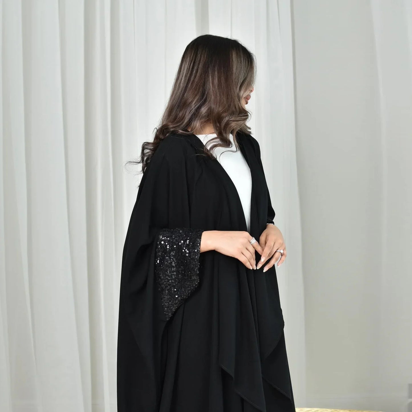 Sequin Open Abaya - Palm and Thread