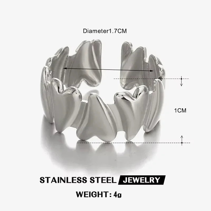 Irregular Unique Heart Metal Texture Finger Ring - Palm and Thread