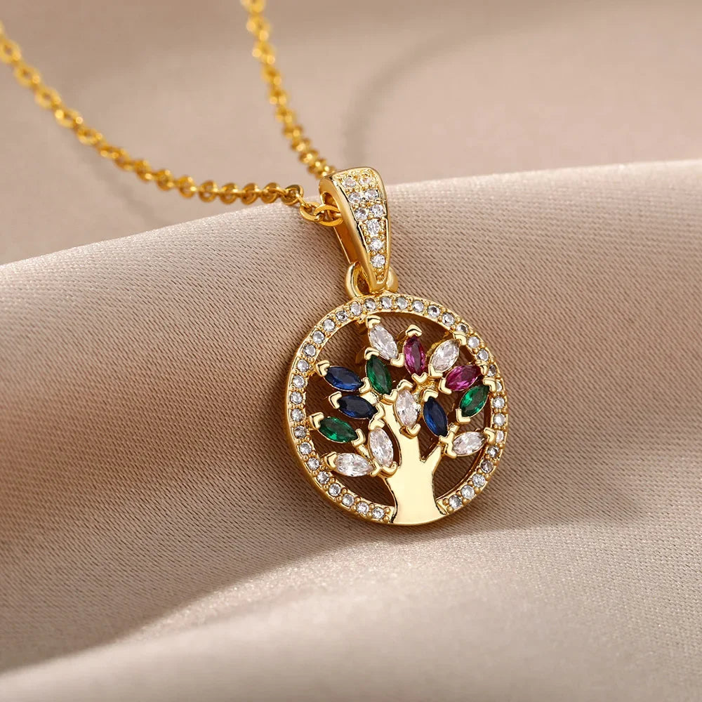 Tree of Life Stainless Steel Necklaces - Palm and Thread