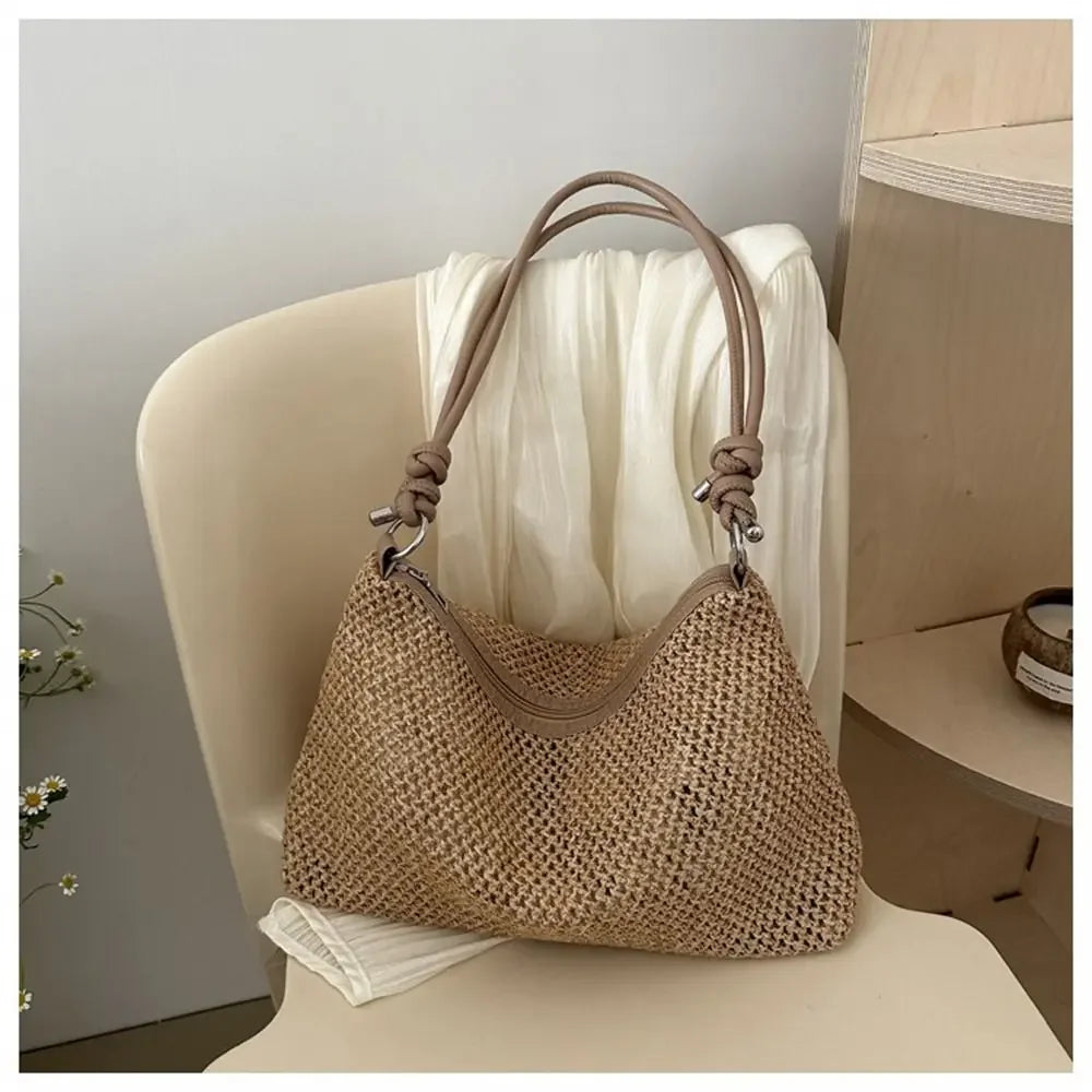 Handmade Braid Straw Beach Shoulder Bag - Palm and Thread