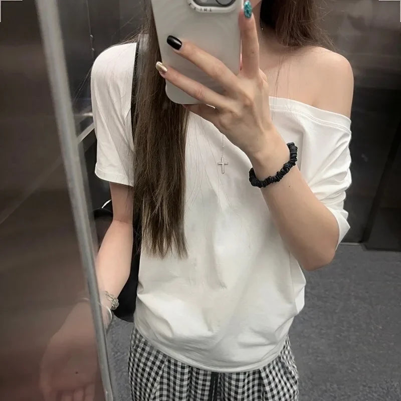 Off Shoulder Solid Short Sleeve Top - Palm and Thread