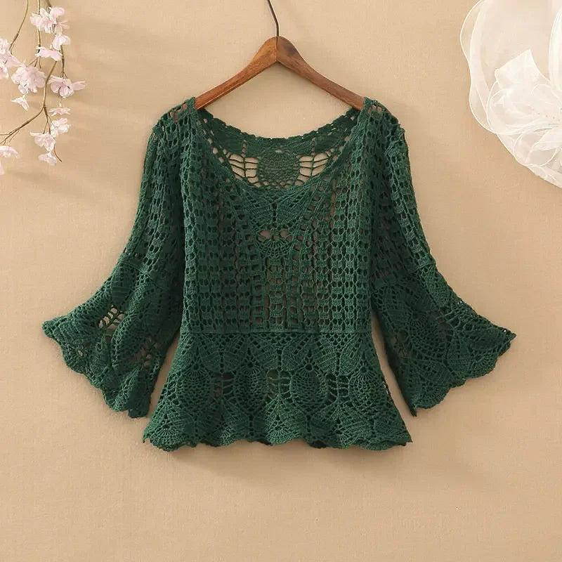 New Loose Five-point Top - Palm and Thread