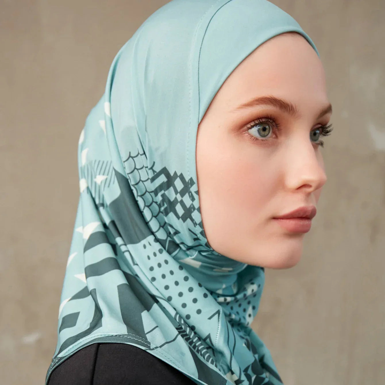 Sporty Inner Hijab Geometric Printing Pattern - Palm and Thread