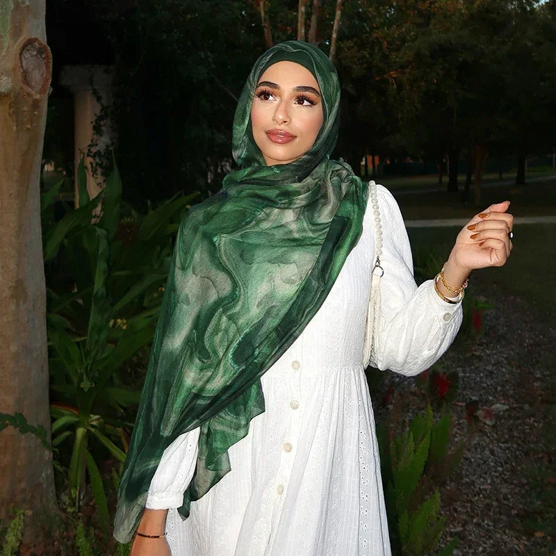 Watercolor Print Marble scarf - Palm and Thread