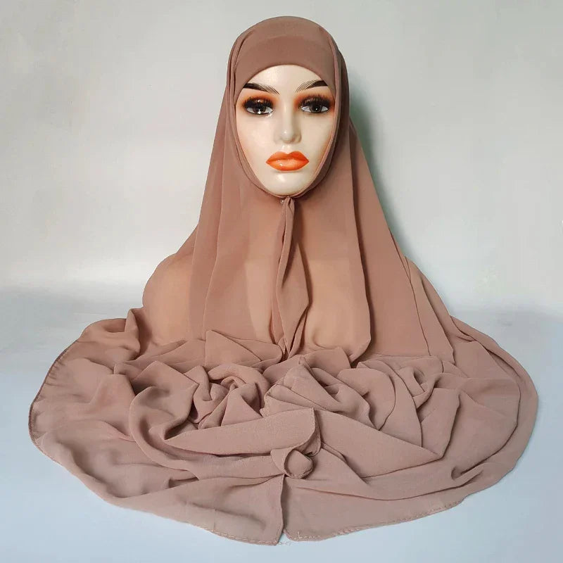 Chiffon Hijab With Underscarf Cap Bonnet Instant - Palm and Thread