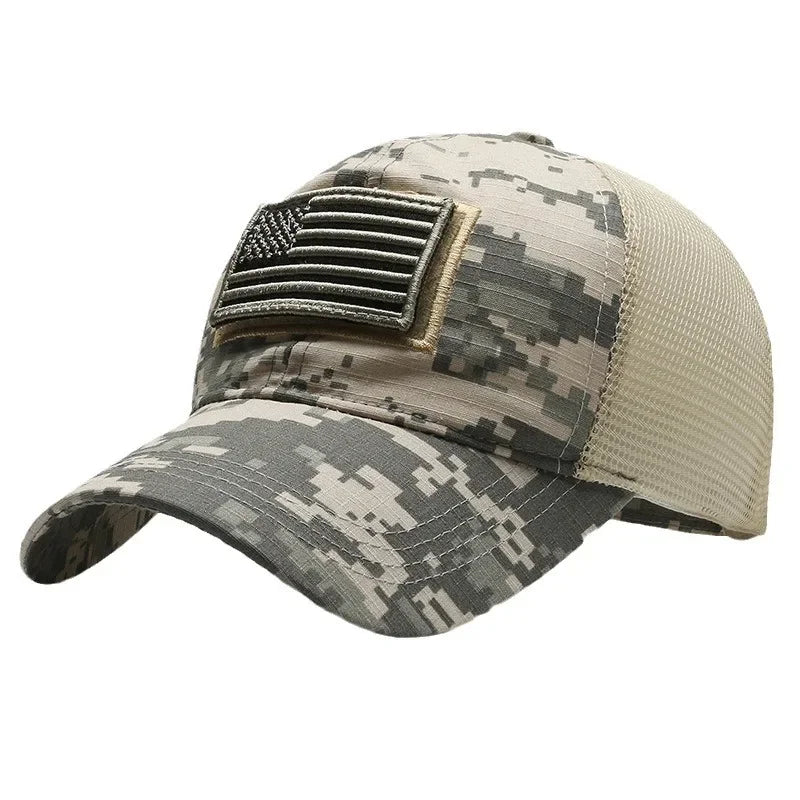 Backed Baseball Cap with American Flag Patch - Palm and Thread