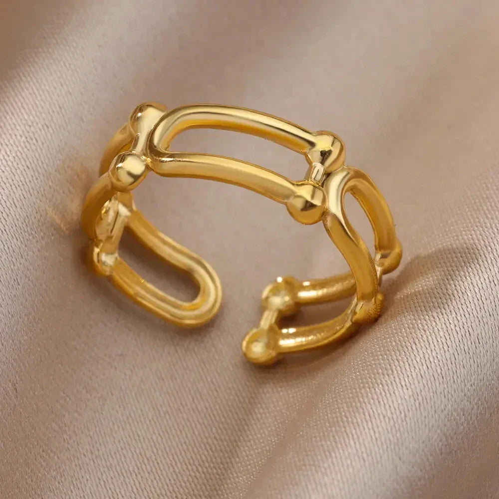 Gold Color Hollow out Open Finger Ring - Palm and Thread