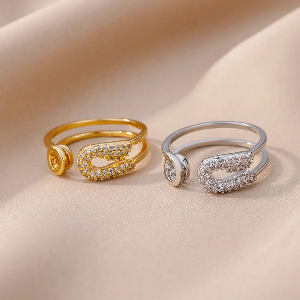 Stainless Steel Gold Color Love Heart finger Ring - Palm and Thread