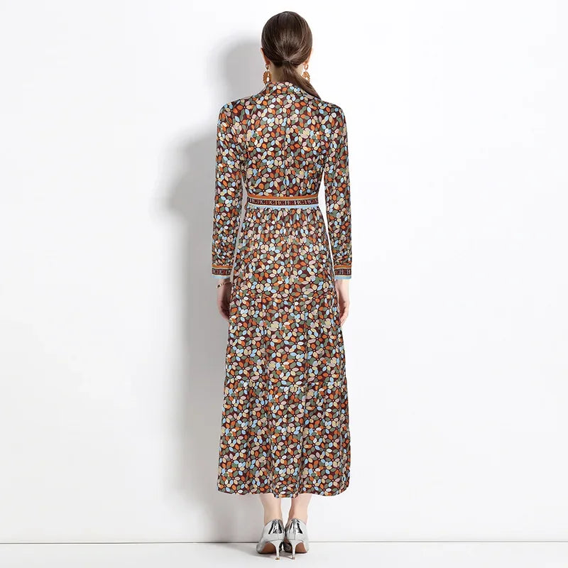 Versatile Printed A-line Long Dress - Palm and Thread