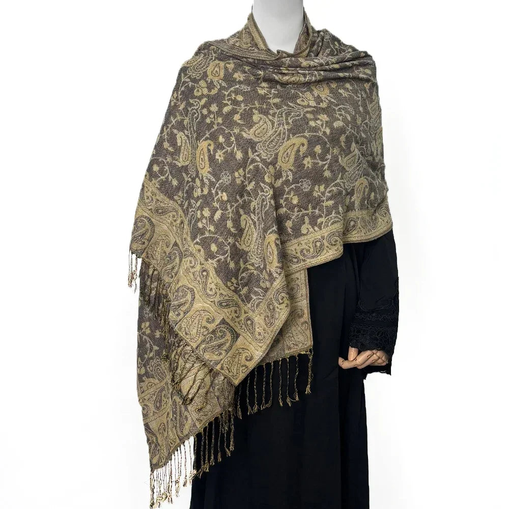 Paisley Kashmiri Imitated Pashmina Tassel Scarf - Palm and Thread