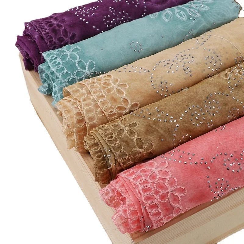 Silk Embroidered Baotou Gauze Fashion Scarf - Palm and Thread