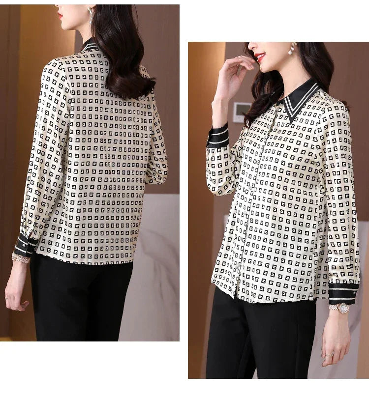 Satin Elegant Slim Work Top - Palm and Thread