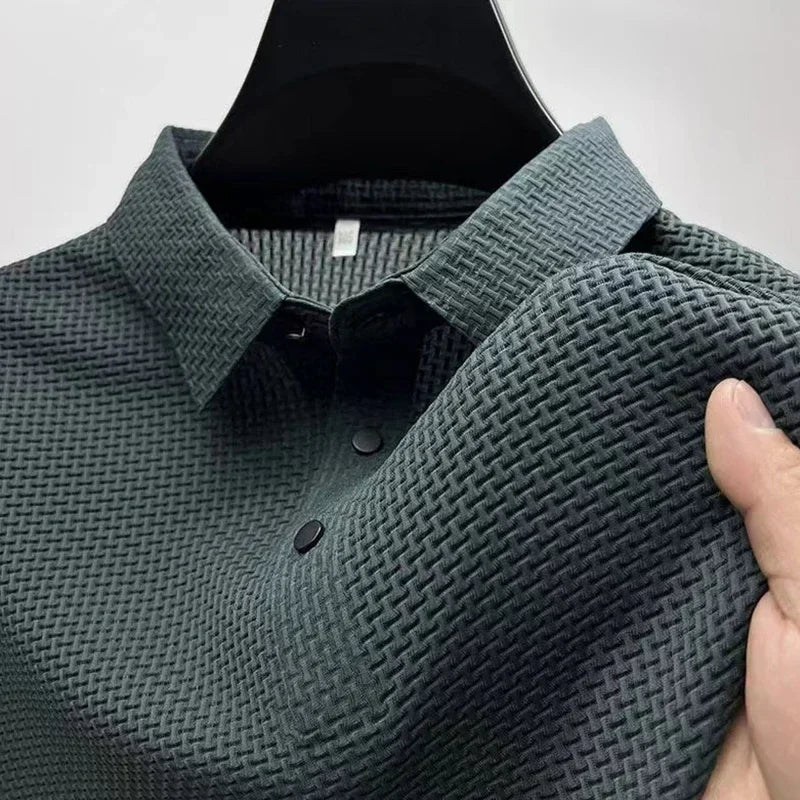 New Casual Short Sleeved Bone Flower Solid Color POLO Shirt - Palm and Thread