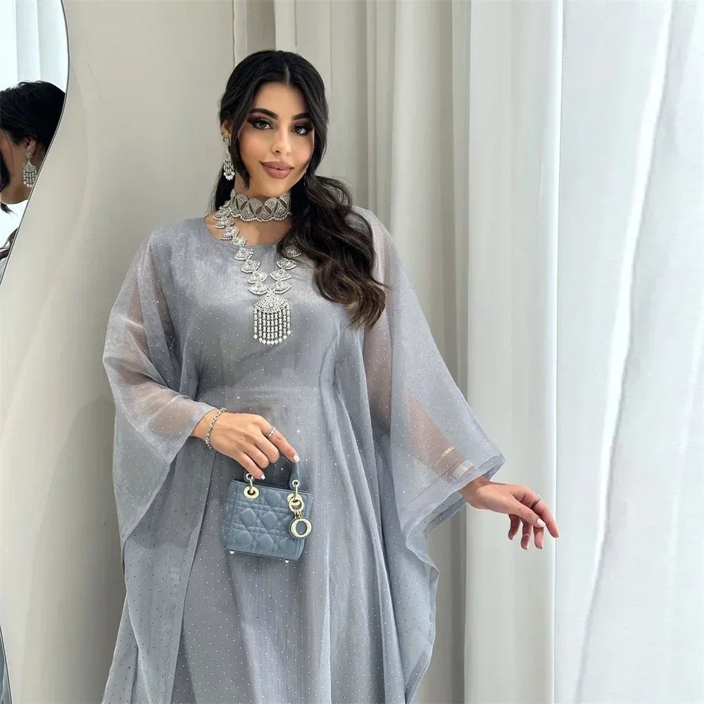 Batwing Satin Shimmer Abaya - Palm and Thread