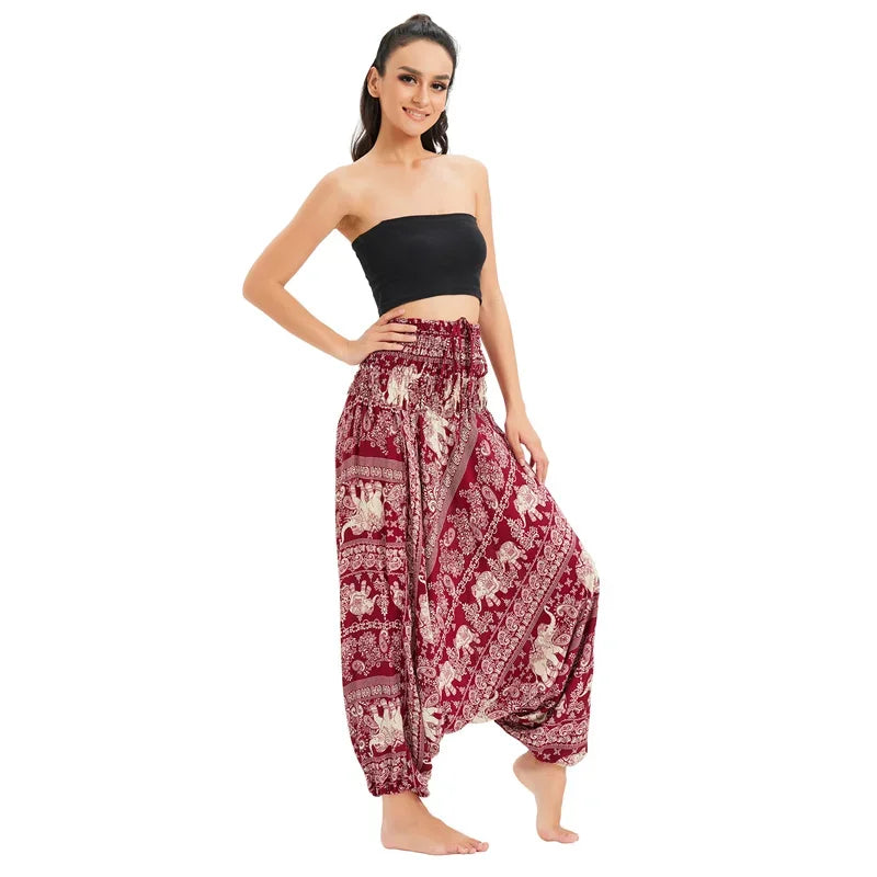 Bohemian High Waist Rayon Harem Baggy Pant - Palm and Thread