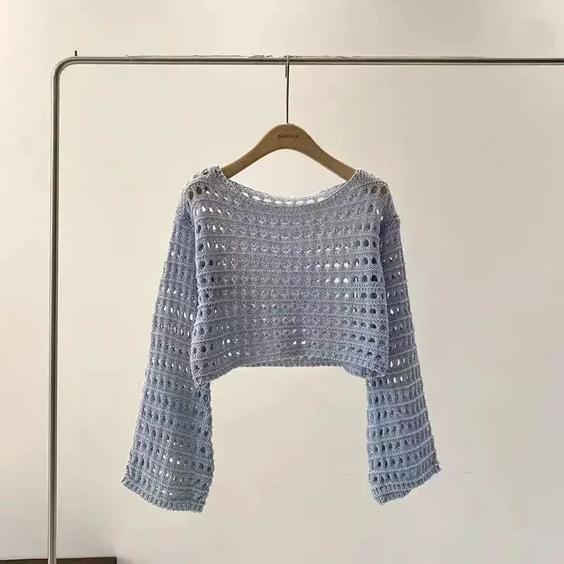 Long Sleeve Crochet Knit Top - Palm and Thread