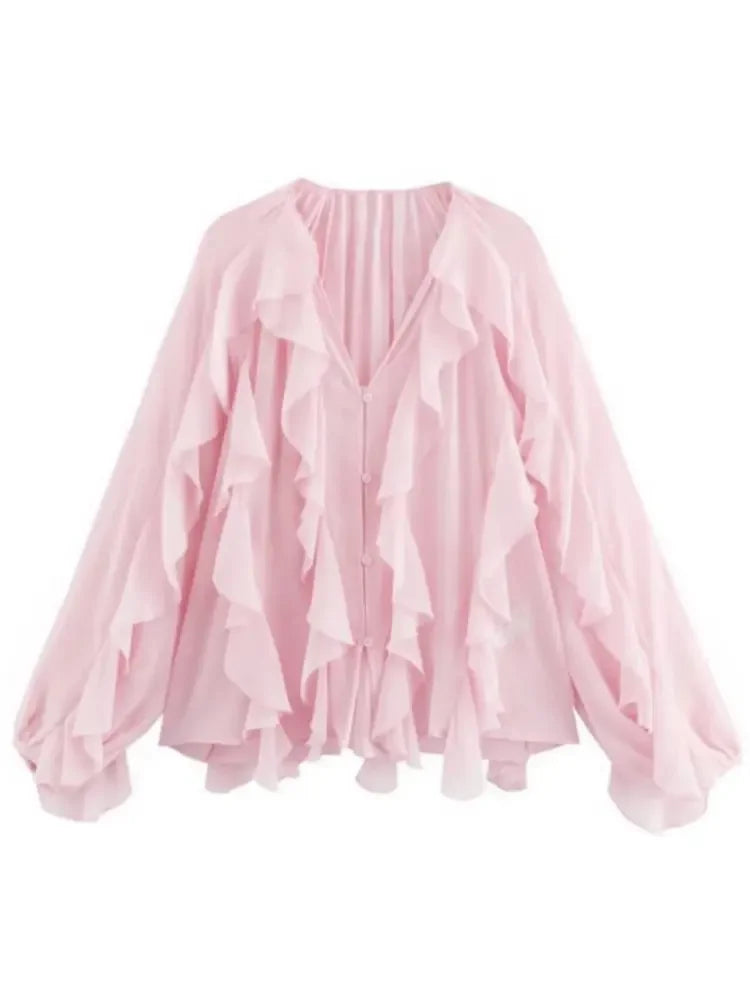 Translucent Ruffles Blouse - Palm and Thread