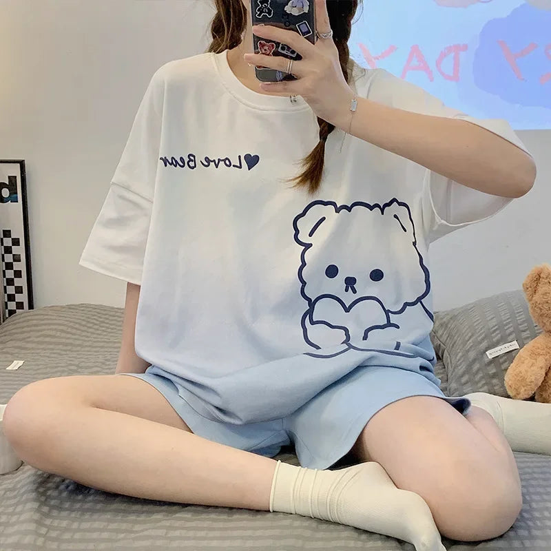 New Short-Sleeved Sweet and Lovely Ladies Pajama - Palm and Thread