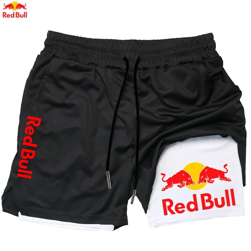 Red Bull Newest 2 in 1 Running Training Gym Short - Palm and Thread