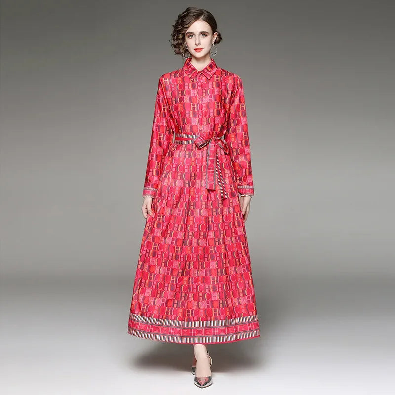 Versatile Waist-Slimming Positioning Printed Dress - Palm and Thread