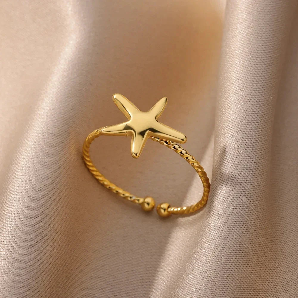 Ocean Starfish Shell Open Ring - Palm and Thread