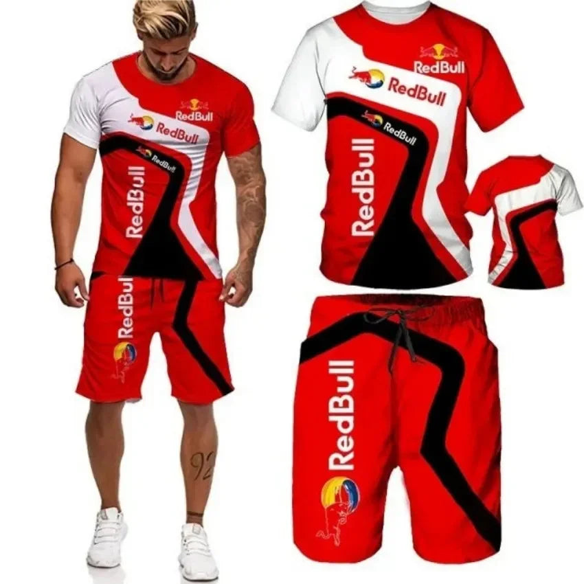 Red Bull Brand 3D Printed T-shirt Shorts Set - Palm and Thread