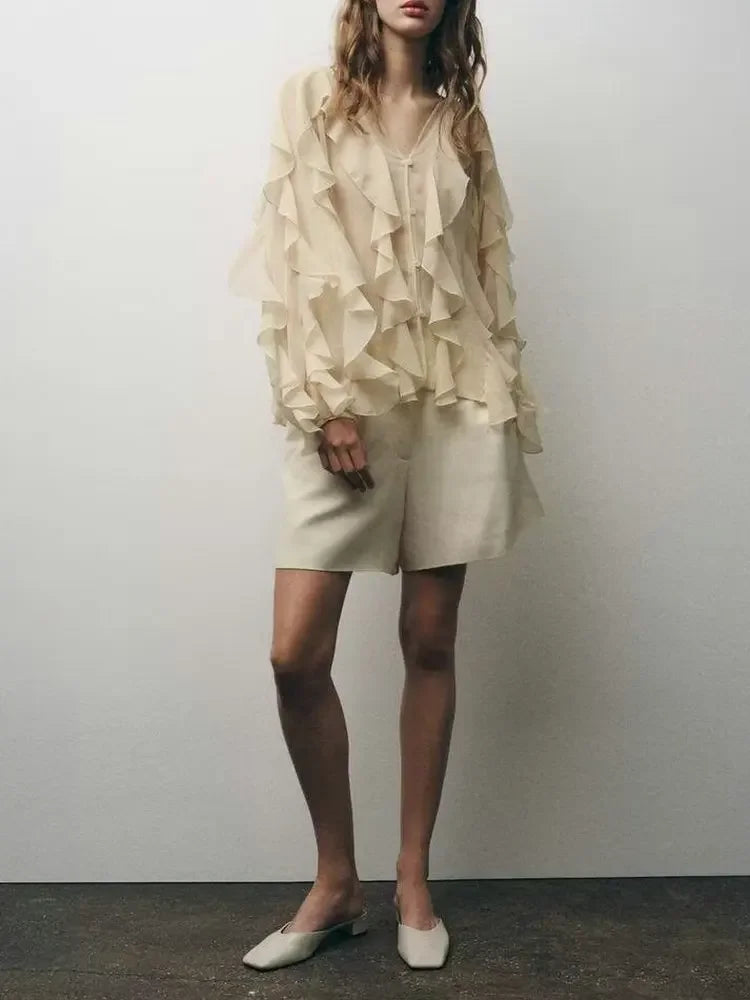 Translucent Ruffles Blouse - Palm and Thread