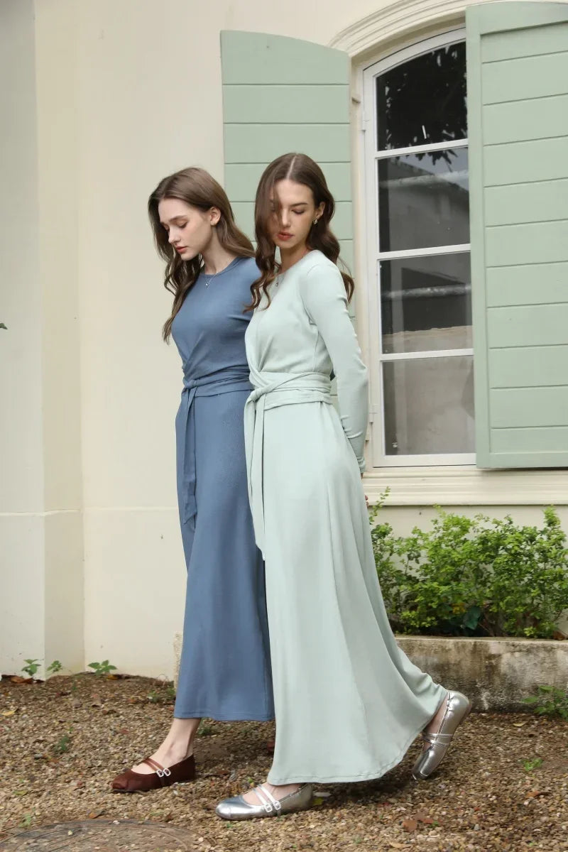 Ribbing closed-fit wrap tops + Aline dress - Palm and Thread