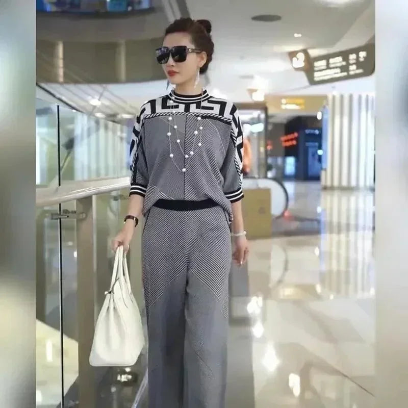 Long-Sleeved Ice Silk Two-Piece Suit - Palm and Thread