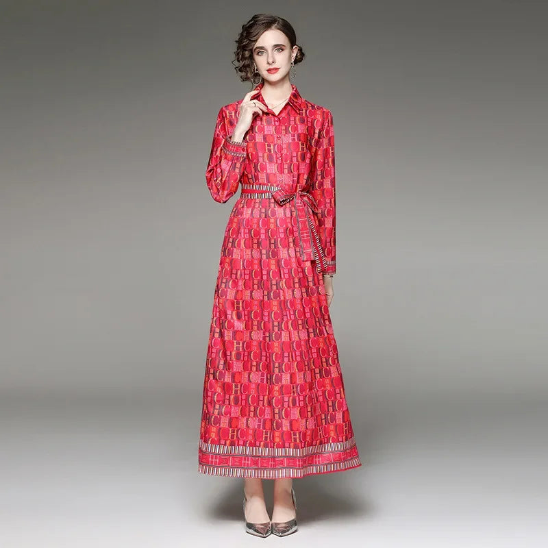 Versatile Waist-Slimming Positioning Printed Dress - Palm and Thread